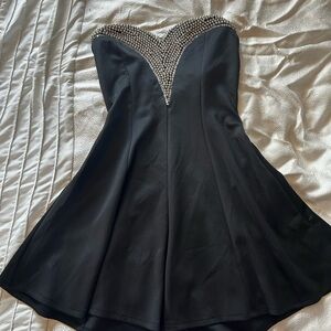 Wet Seal Strapless Black Dress with Beaded Sweetheart Bodice